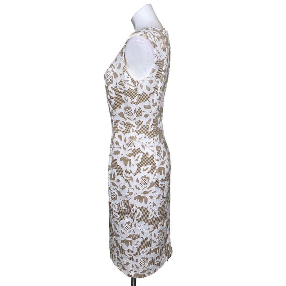 Kate & Lily Beige Lace Overlay Sheath Dress, Gold Chain Necklace Women's Size 8 - Picture 6 of 9